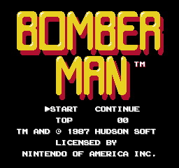 Bomberman title screen for NES